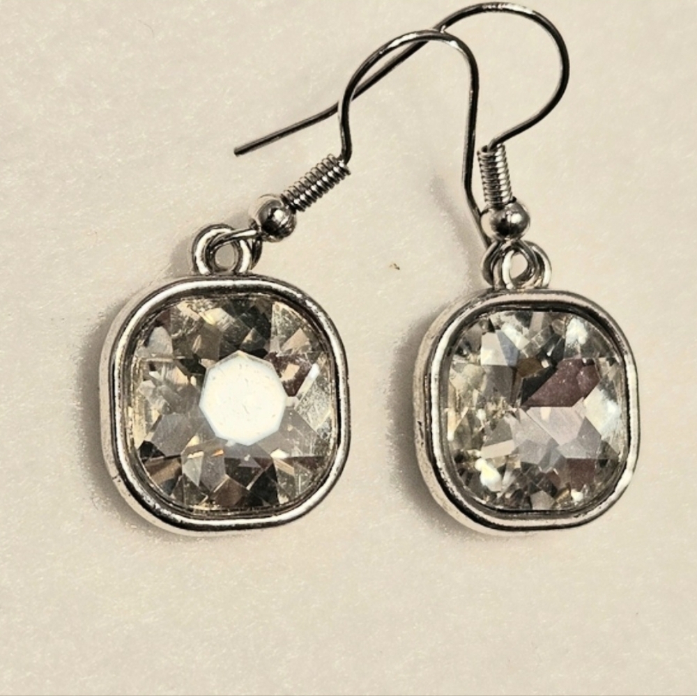 Swarovski Crystal Cushion Cut Dangle Earrings
